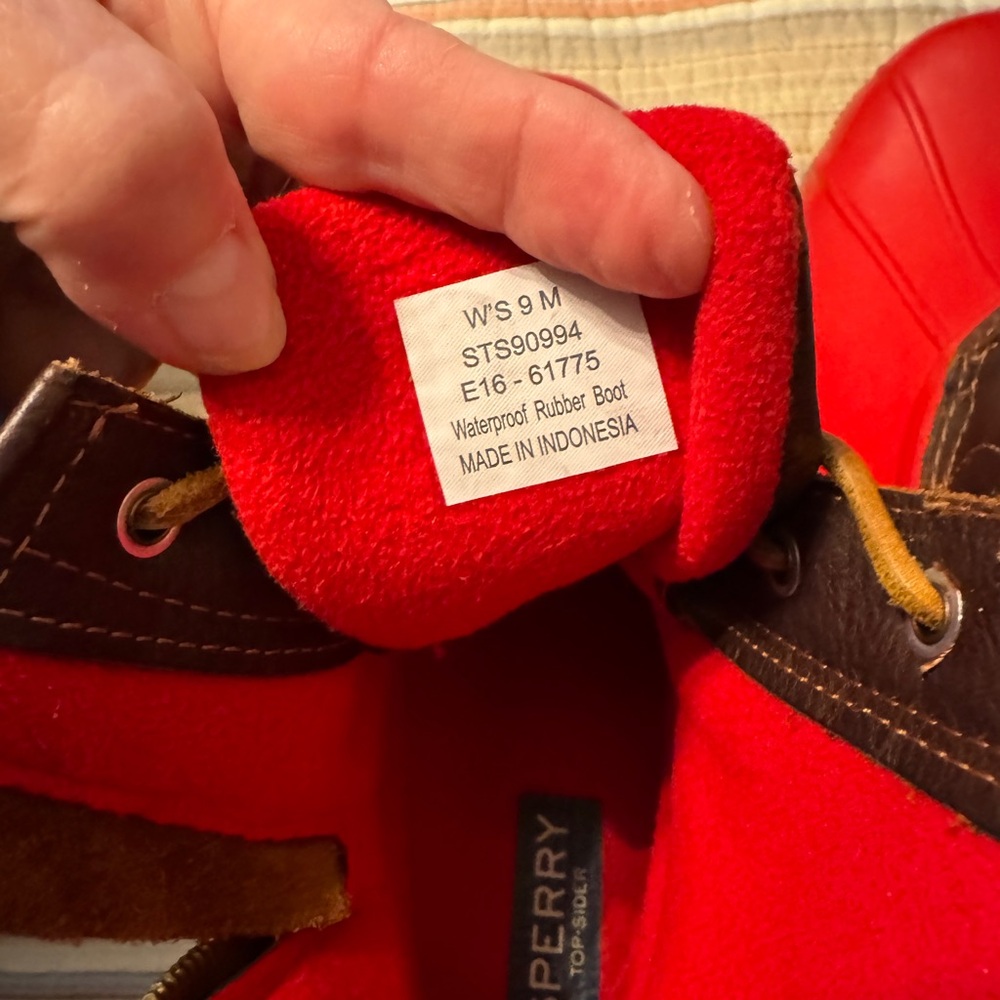 Sperry Women’s Red and Brown Rain Boots - Picture 3 of 3